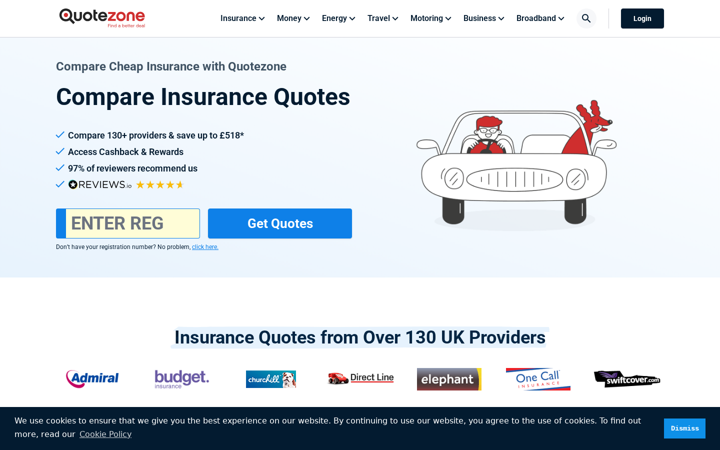 Quotezone.co.uk homepage